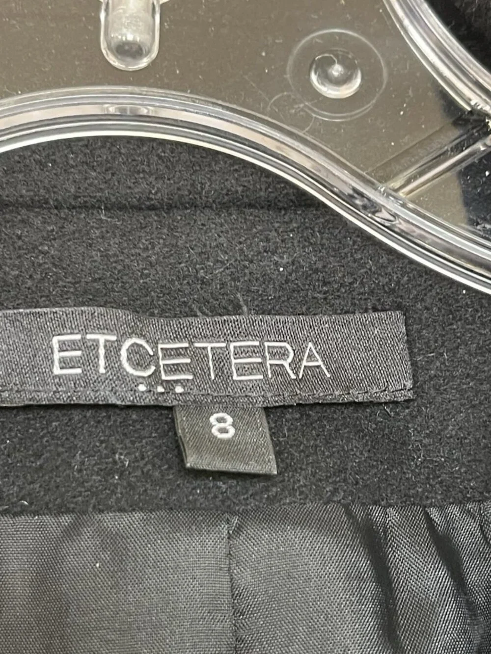 Etcetera Wool Jacket Coat Blazer Womens Size 8 Ruffle Black Lined Classic